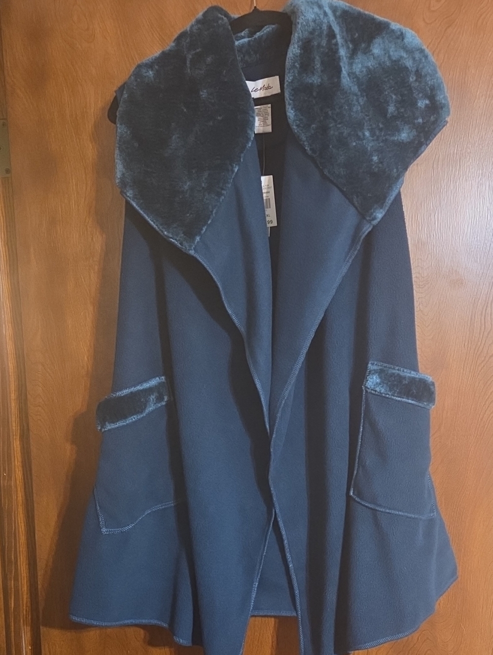 Faux Fur-Trim Dark Green Women's Coat Vest NWT